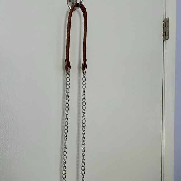 Denim Crossbody Bag with Chain & Leather straps - Picture 8 of 9